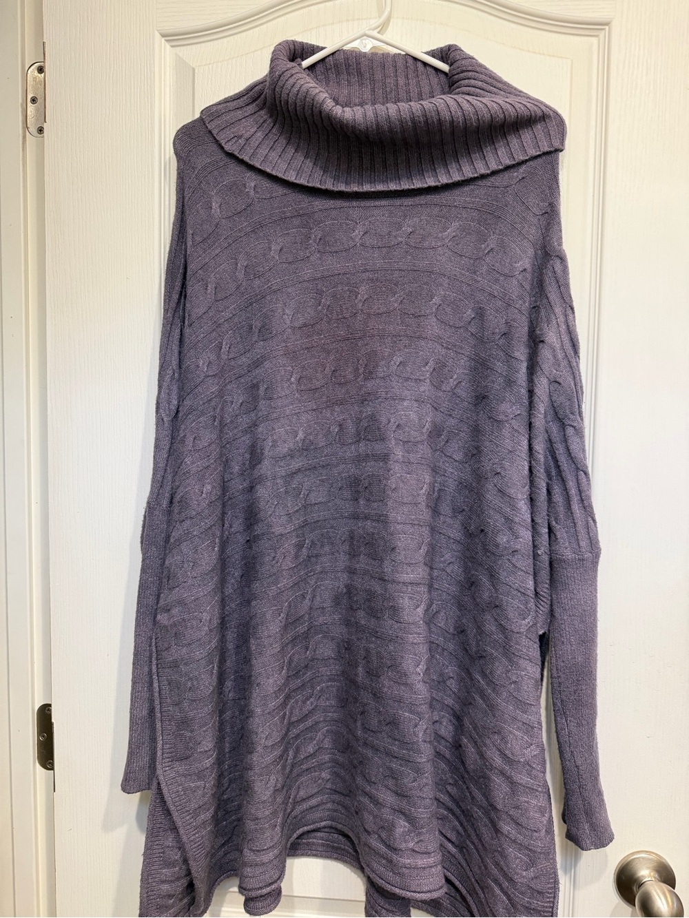 CHARLIE B Lavender Cable Knit Cowl-Neck Sweater